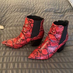 Red Snake Print Booties